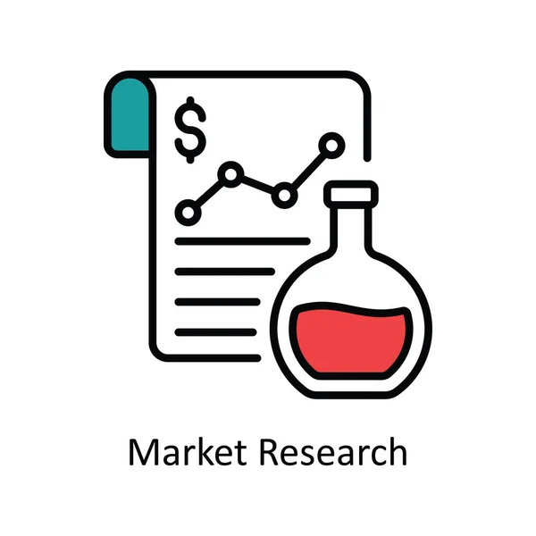 Market Research Vector Esboço Preenchimento Icon Design Ilustração Símbolo Marketing — Vetor de Stock