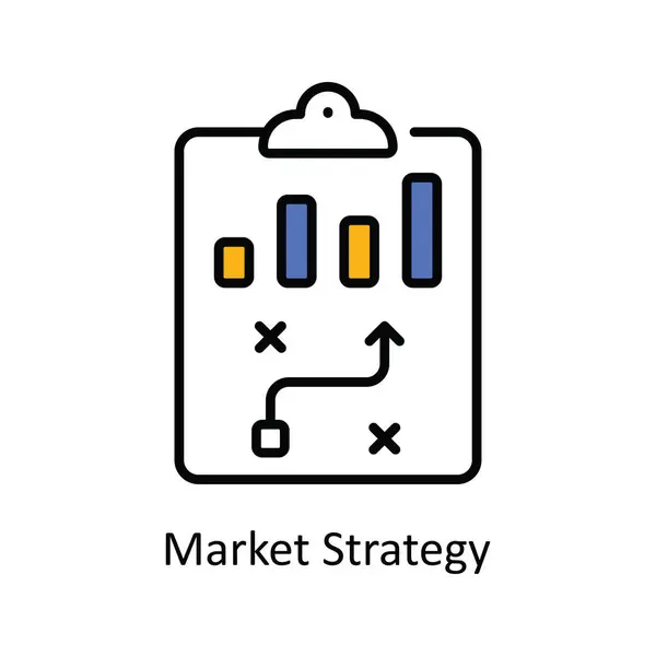 Estratégia Mercado Vector Fill Esboço Icon Design Ilustração Símbolo Marketing — Vetor de Stock