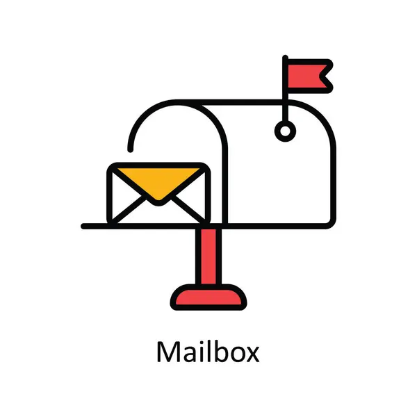 Mailbox Vector Vul Schema Pictogram Ontwerp Illustratie Digitaal Marketing Symbool — Stockvector