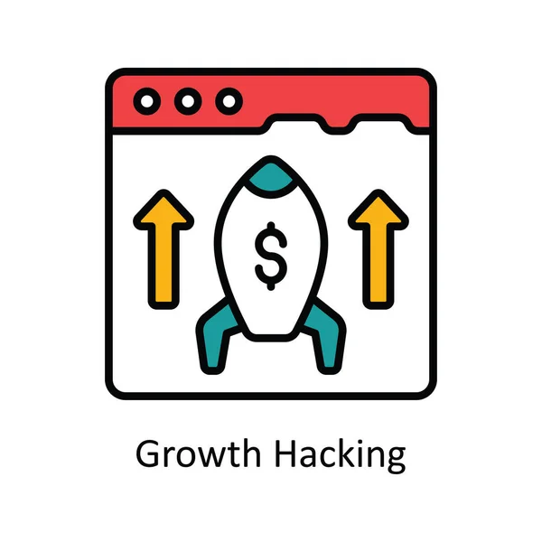 Growth Hacking Vector Rellenar Esquema Icono Diseño Ilustración Símbolo Marketing — Vector de stock