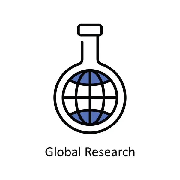 Global Research Vector Fill Esboço Icon Design Ilustração Símbolo Marketing — Vetor de Stock