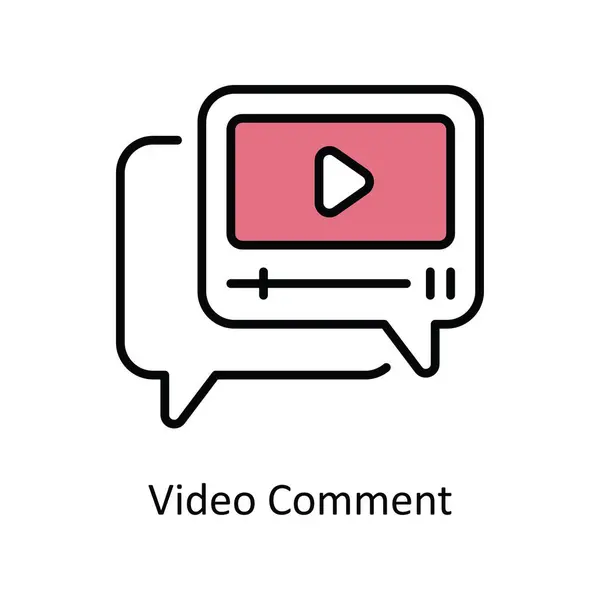 비디오 코멘트 아이콘 디자인 일러스트레이션을 채우십시오 화이트 배경에 디지털 마케팅 — 스톡 벡터