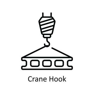 Turna Kancası Vektör ana hatlarıyla Simge Tasarımı illüstrasyonu. Beyaz arkaplan EPS 10 Dosyasında Ev Onarım ve Bakım Sembolü