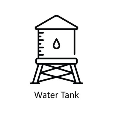 Water Tank Vektör ana hatları Simge Tasarım çizimi. Beyaz arkaplan EPS 10 Dosyasında Ev Onarım ve Bakım Sembolü