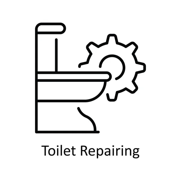 Toalett Reparera Vektor Skissera Ikonen Design Illustration Hem Reparation Och — Stock vektor