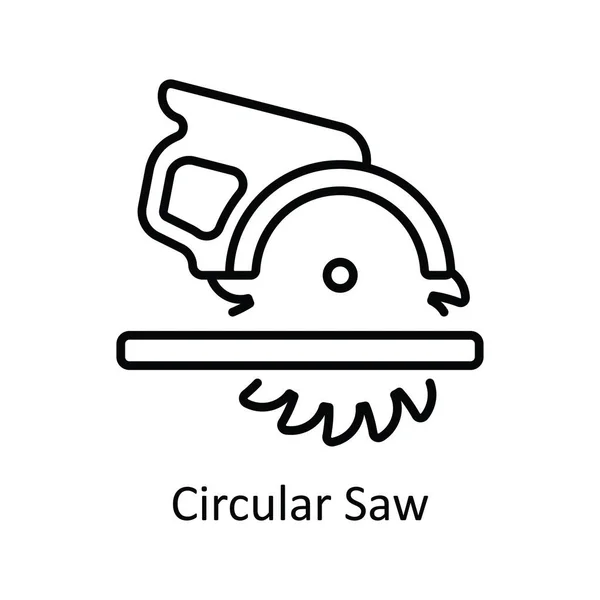 Sierra Circular Vector Esquema Icono Diseño Ilustración Símbolo Reparación Mantenimiento — Archivo Imágenes Vectoriales