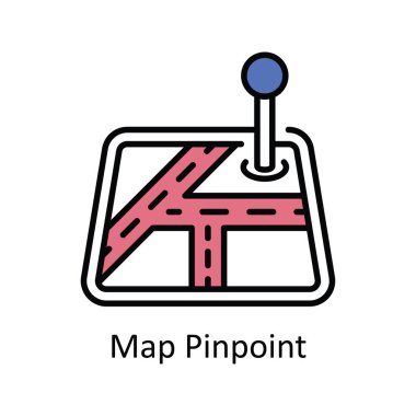 Harita Noktası Vektör Doldur Simge Tasarımı Çizimi illüstrasyonu. Beyaz arkaplan EPS 10 Dosyasında Harita ve Seyrüsefer Sembolü