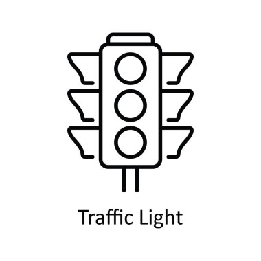Trafik Işığı Vektörü ana hatlarıyla Simge Tasarımı illüstrasyonu. Beyaz arkaplan EPS 10 Dosyasında Harita ve Seyrüsefer Sembolü