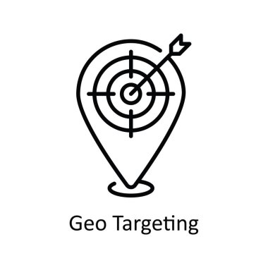 Coğrafi Hedef Vektör ana hatları Simge Tasarım çizimi. Beyaz arkaplan EPS 10 Dosyasında Harita ve Seyrüsefer Sembolü