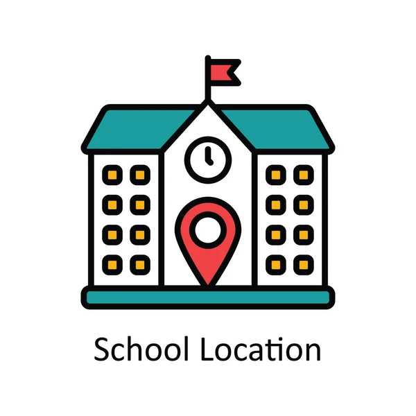 学校の場所 ベクター アイコンデザインのイラストを記入します ホワイトバックグラウンドの地図とナビゲーションシンボル Eps 10ファイル — ストックベクタ