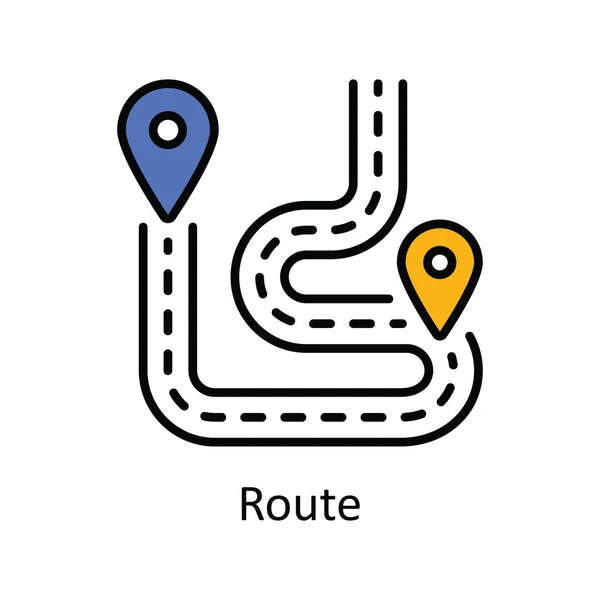 Route Vector Wypełnij Zarys Ikona Projekt Ilustracji Mapa Symbol Nawigacji — Wektor stockowy