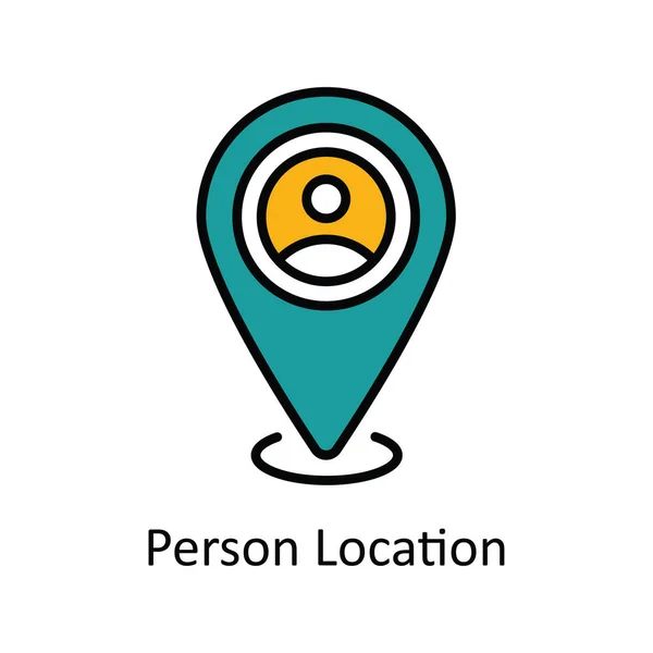 Persona Ubicación Vector Rellenar Esquema Icono Ilustración Diseño Mapa Símbolo — Vector de stock
