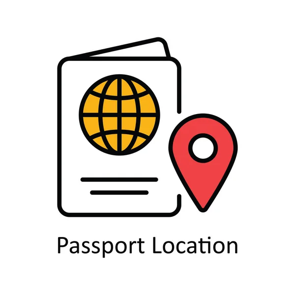 Passaporto Ubicazione Vettore Riempi Contorno Icona Illustrazione Del Design Mappa — Vettoriale Stock