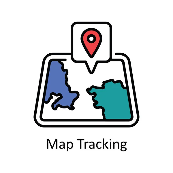 Kaart Tracking Vector Vul Schema Pictogram Ontwerp Illustratie Kaart Navigatie — Stockvector
