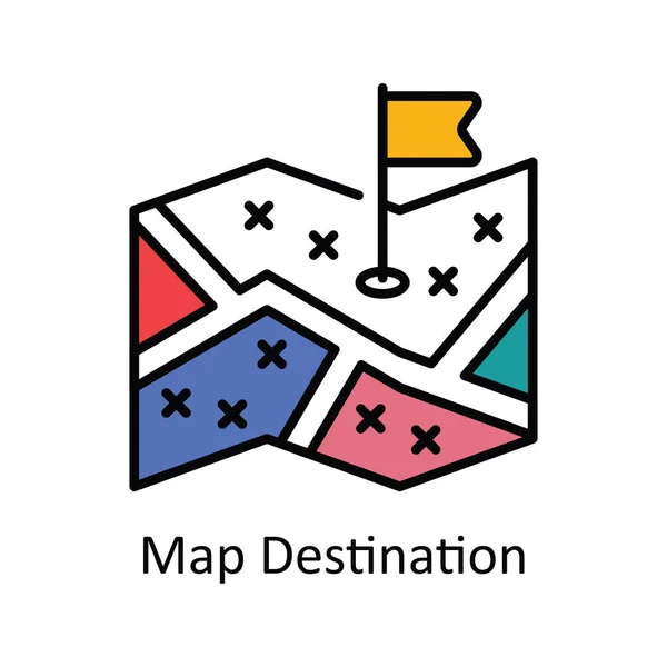 Карта Направление Векторная Заливка Контур Иконки Дизайн Иллюстрации Карта Навигация — стоковый вектор
