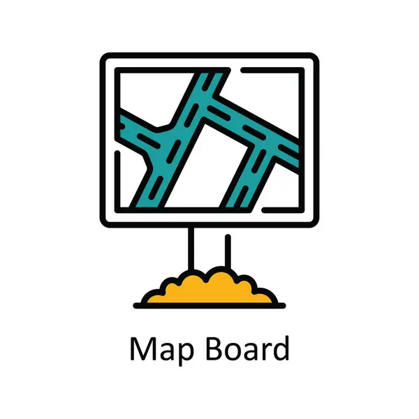 Карта Векторная Заливка Контур Иконки Дизайн Иллюстрации Карта Навигация Символ — стоковый вектор