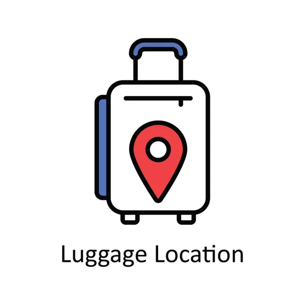 Luggage Location Vector Fill Outline Icon Design Illustration Map Navigation — Stock Vector