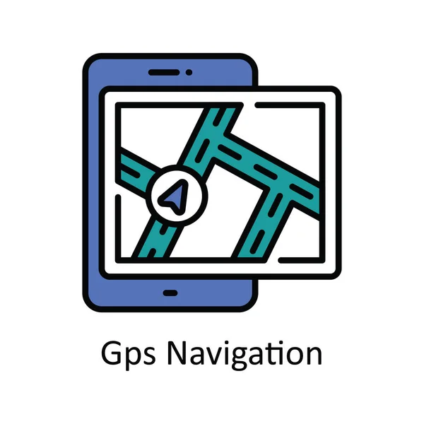 stock vector Gps Navigation Vector  Fill outline Icon Design illustration. Map and Navigation Symbol on White background EPS 10 File