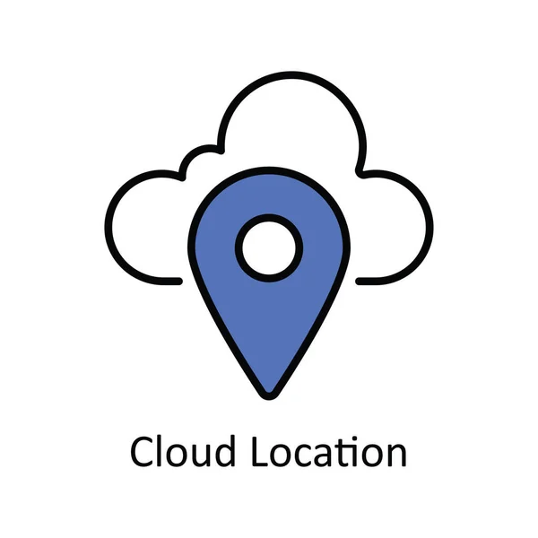 Ubicación Nube Vector Rellenar Esquema Icono Ilustración Diseño Mapa Símbolo — Vector de stock
