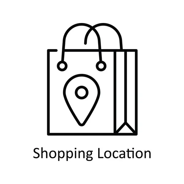 ショッピング場所 ベクター概要 アイコンデザインイラスト ホワイトバックグラウンドの地図とナビゲーションシンボル Eps 10ファイル — ストックベクタ