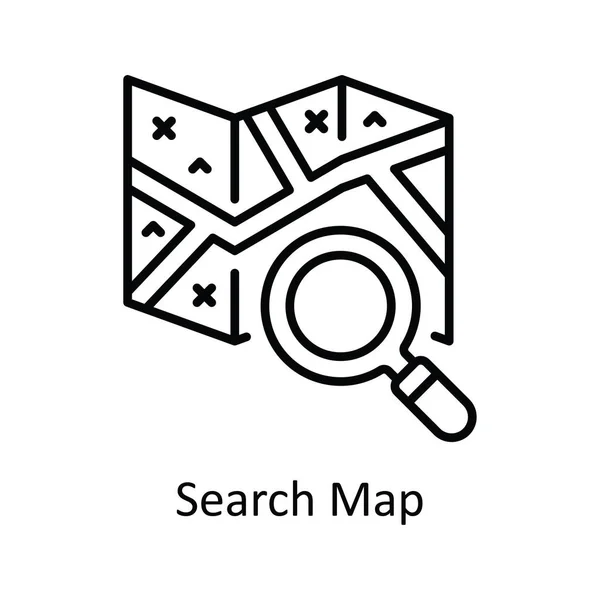 Поиск Карте Векторный Контур Иконка Дизайн Иллюстрации Карта Навигация Символ — стоковый вектор
