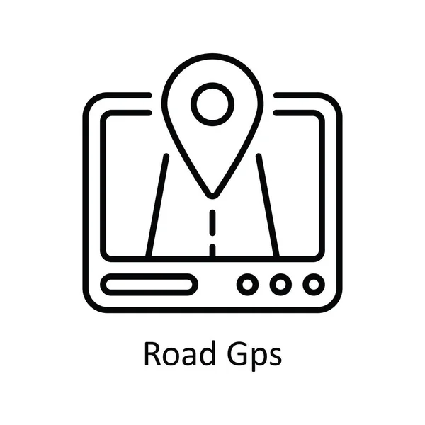 Векторный Контур Road Gps Icon Design Иллюстрация Карта Навигация Символ — стоковый вектор