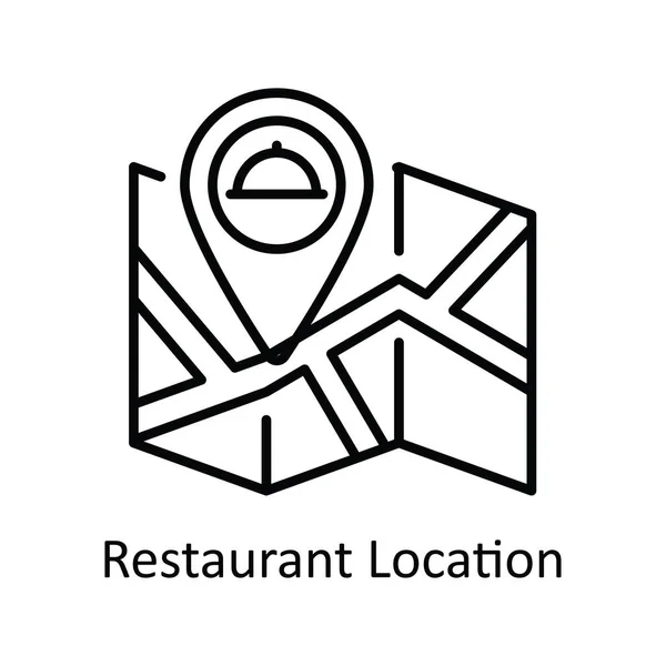 Restoran Konum Vektörü ana hatları Simge Tasarımı illüstrasyonu. Beyaz arkaplan EPS 10 Dosyasında Harita ve Seyrüsefer Sembolü