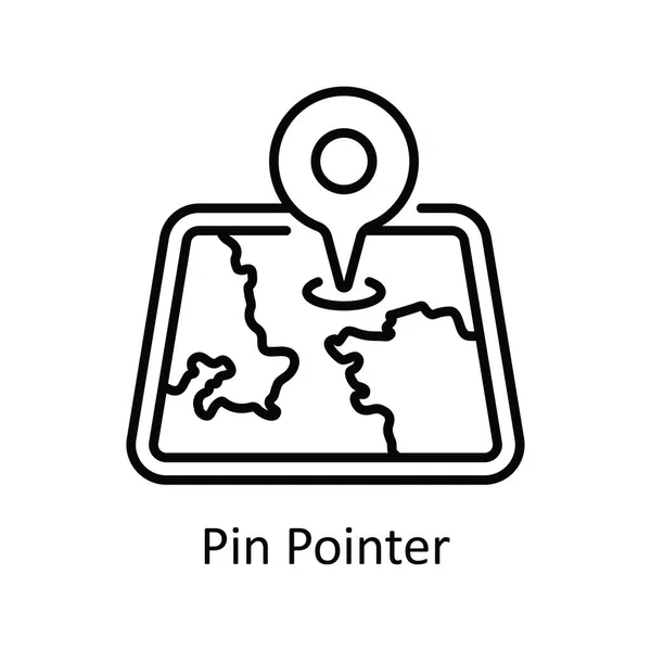 Pin Pointer Vector Рисует Контур Icon Design Карта Навигация Символ — стоковый вектор