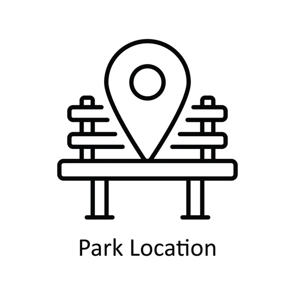 Векторный Контур Вектора Местоположения Парка Иконка Дизайн Иллюстрация Карта Навигация — стоковый вектор