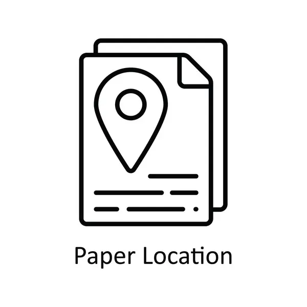 Векторное Расположение Бумаги Контур Иконки Дизайн Иллюстрации Карта Навигация Символ — стоковый вектор