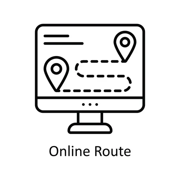 Онлайн Вектор Маршрута Наброска Иконки Дизайн Иллюстрации Карта Навигация Символ — стоковый вектор