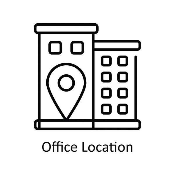 Векторный Контур Вектора Местоположения Офиса Иконка Дизайн Иллюстрация Карта Навигация — стоковый вектор