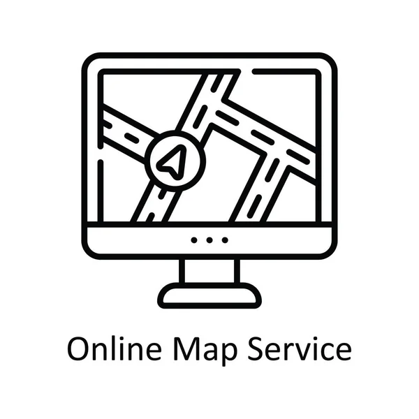 Онлайн Карта Векторный Контур Сайта Icon Design Иллюстрация Карта Навигация — стоковый вектор