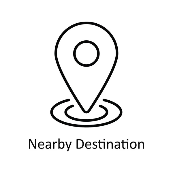 Векторный Контур Направлению Иконка Дизайн Иллюстрации Карта Навигация Символ Белом — стоковый вектор