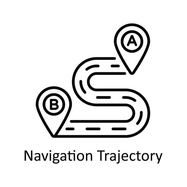 Навигационная Траектория Векторный Контур Иконка Дизайн Иллюстрации Карта Навигация Символ — стоковый вектор
