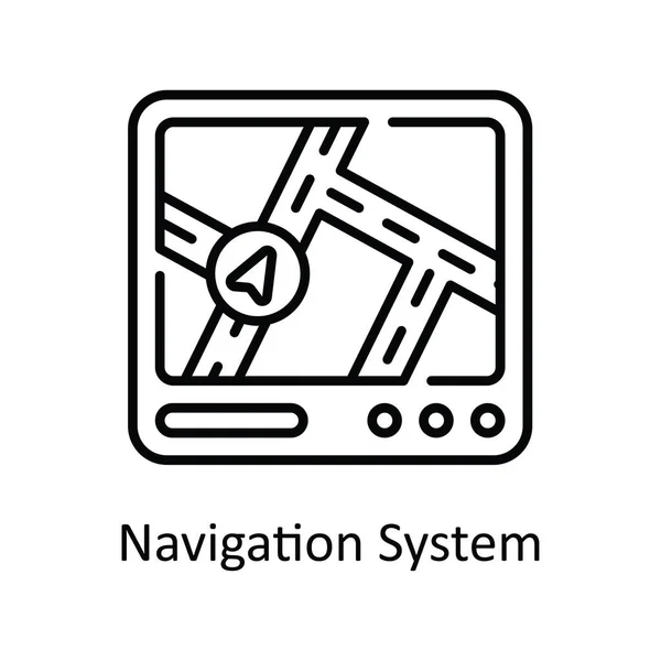 Навигационная Система Векторный Контур Иконка Дизайн Иллюстрации Карта Навигация Символ — стоковый вектор