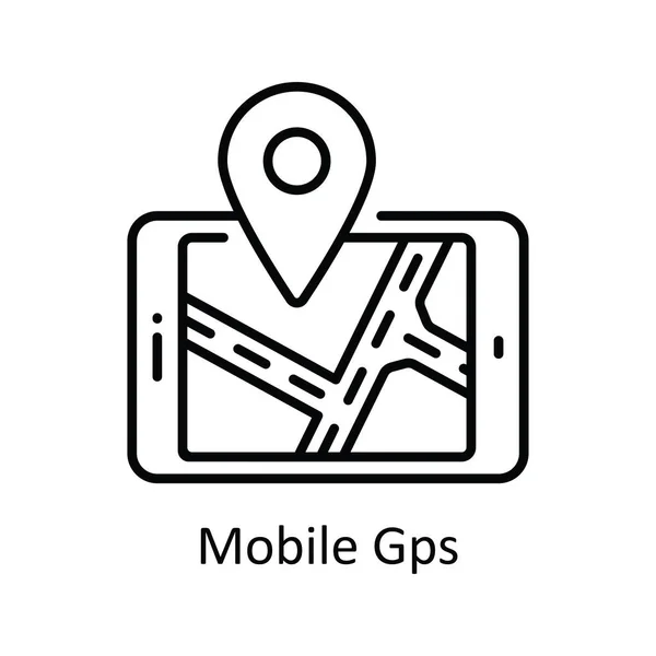 Mobile Gps Vector Рисует Контур Icon Design Карта Навигация Символ — стоковый вектор