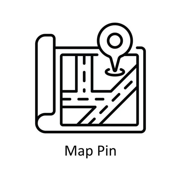 Kaart Pin Vector Overzicht Pictogram Ontwerp Illustratie Kaart Navigatie Symbool — Stockvector