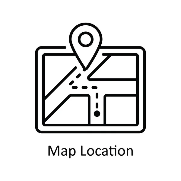 Mapa Ubicación Esquema Vectorial Icono Ilustración Diseño Mapa Símbolo Navegación — Vector de stock