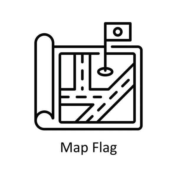 Векторный Контур Вектора Карты Иконка Дизайн Рисунка Карта Навигация Символ — стоковый вектор