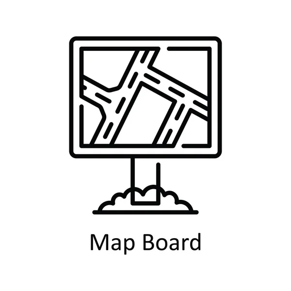 Карта Векторный Контур Иконка Дизайн Иллюстрации Карта Навигация Символ Белом — стоковый вектор