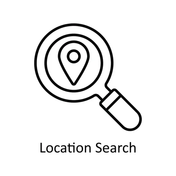 Locatie Zoeken Vector Overzicht Pictogram Ontwerp Illustratie Kaart Navigatie Symbool — Stockvector