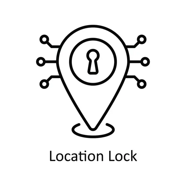Localización Bloqueo Esquema Vectorial Icono Ilustración Diseño Mapa Símbolo Navegación — Vector de stock