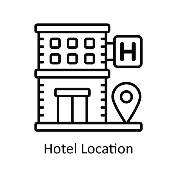 Ubicación Del Hotel Esquema Vectorial Icono Ilustración Diseño Mapa Símbolo — Archivo Imágenes Vectoriales