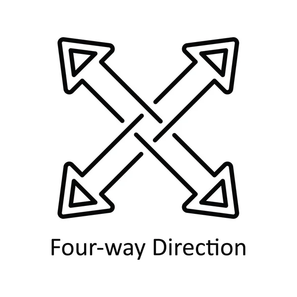 Desenho Vetor Direção Quatro Vias Icon Design Illustration Mapa Símbolo —  Vetores de Stock