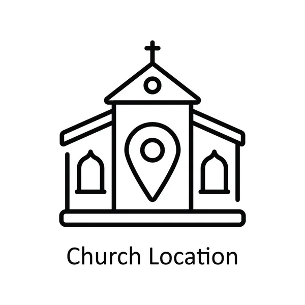 Igreja Localização Vector Esboço Ícone Design Ilustração Mapa Símbolo Navegação — Vetor de Stock