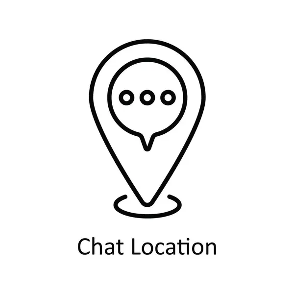Ubicación Del Chat Esquema Vectorial Icono Ilustración Diseño Mapa Símbolo — Vector de stock