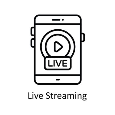 Canlı Yayın Vektörü ana hatları Simge Tasarımı illüstrasyonu. Beyaz arkaplan EPS 10 Dosyasında Çevrimiçi Yayın Sembolü