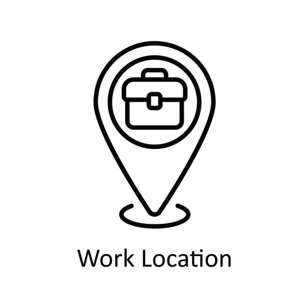 Ubicación Del Trabajo Esquema Vectorial Icono Ilustración Diseño Mapa Símbolo — Vector de stock