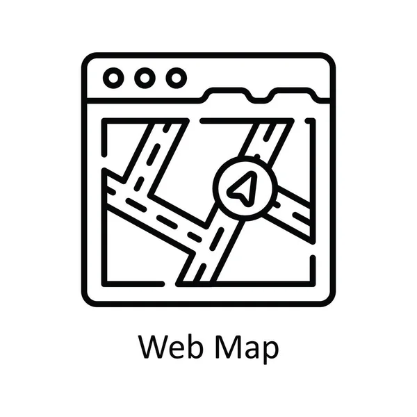 Веб Карта Векторный Контур Иконка Дизайн Иллюстрации Карта Навигация Символ — стоковый вектор